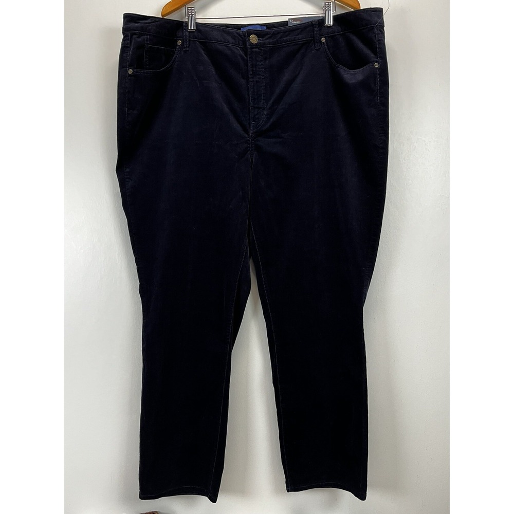 NEW! Talbots High Waist Straight Leg Corduroy Pants 24W Plus Navy Preppy Classic